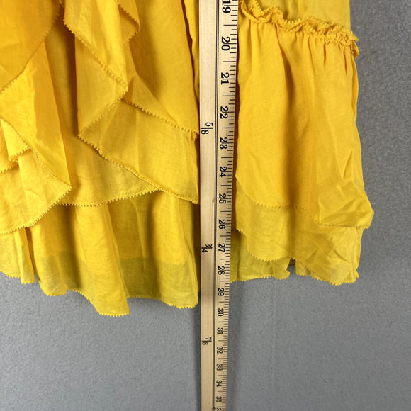 Diane Von Furstenberg Ruffle Top Women 2 Yellow Sleeveless Romantic Feminine DVF - Picture 7 of 13